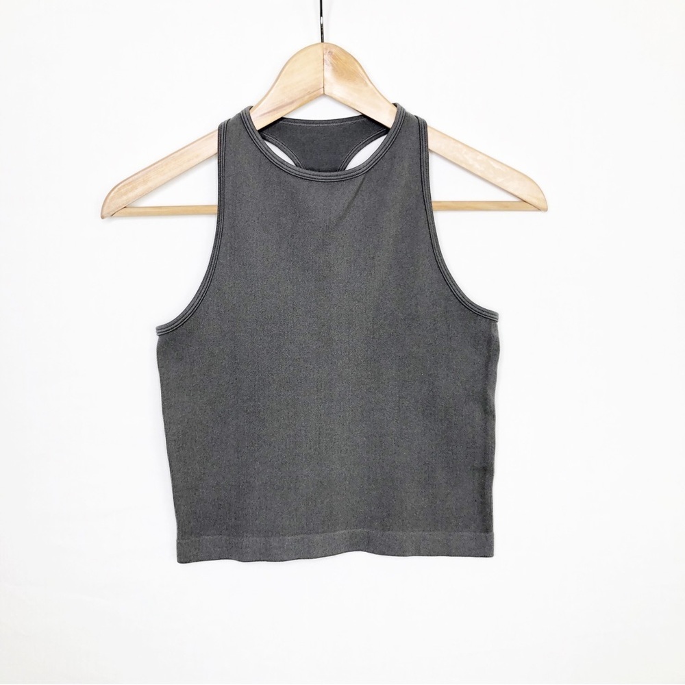 Free People Charcoal Ribbed Racerback Tank - Picture 2 of 9